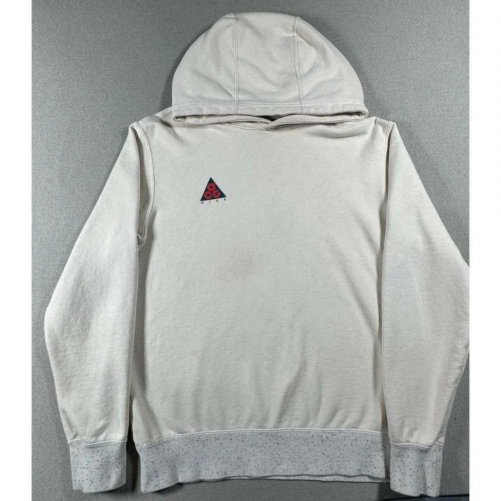 Nike ACG Hoodie Mens Medium‎ White Pullover Speckle Hem Sweatshirt AT5500-258